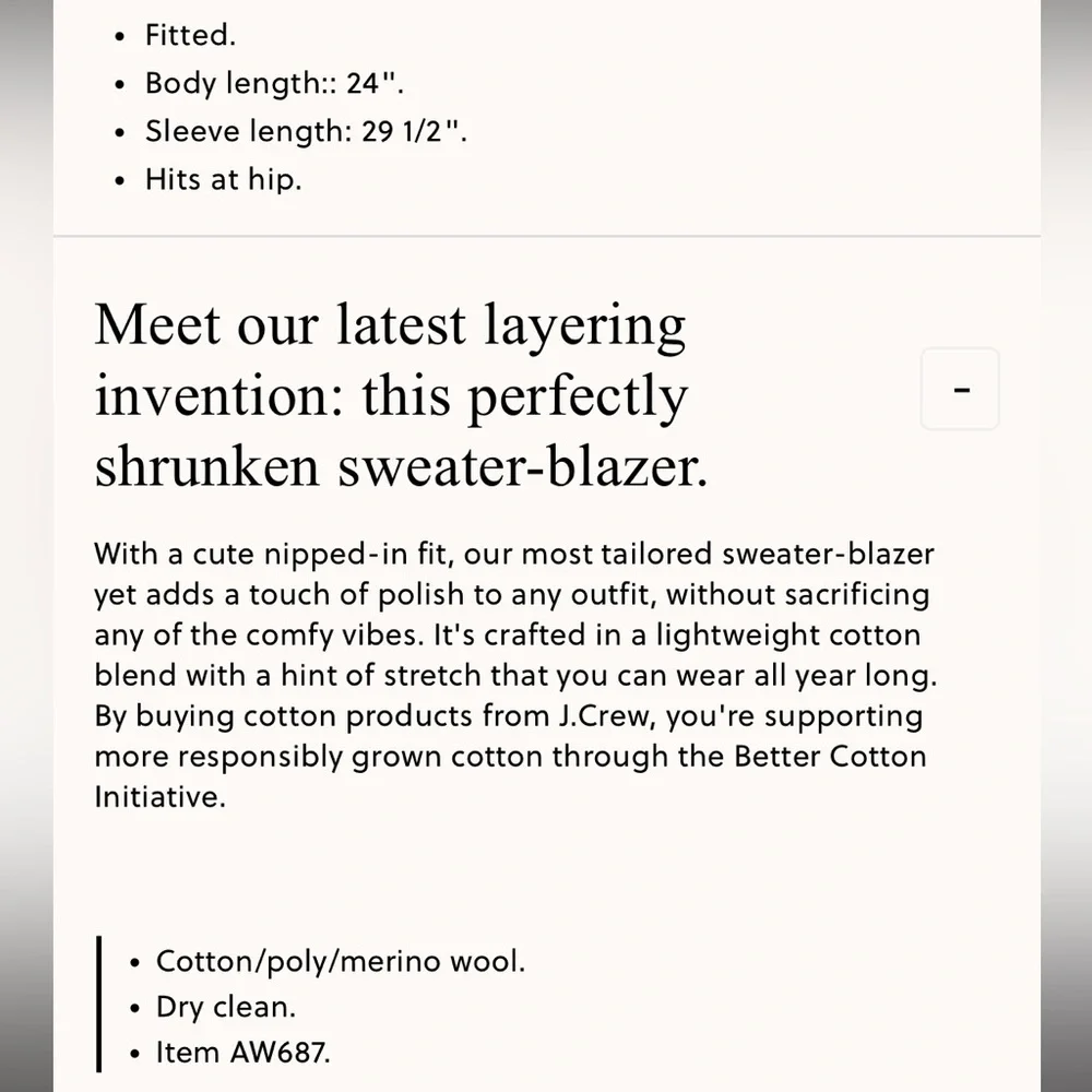 J.Crew Camille shrunken sweater-blazer